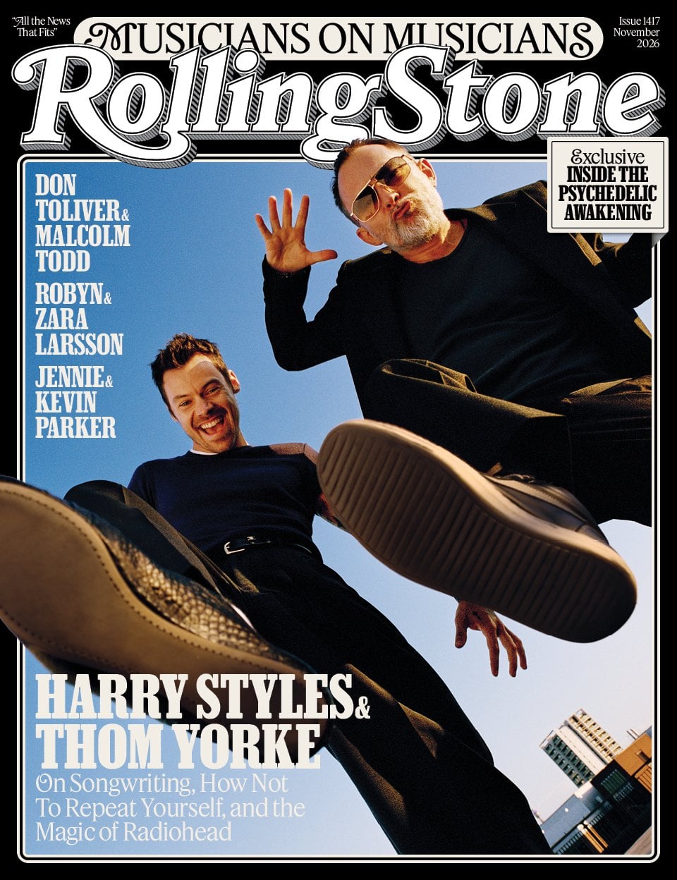 Portada del número 1417 de Rolling Stone, Musicians On Musicians, con Harry Styles y Thom Yorke